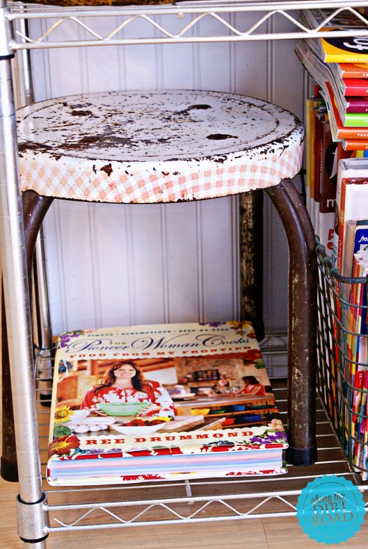 This little step stool will always be one of my favorites.  I love the worn gingham pattern on it.  I think that I have two dollars for it.